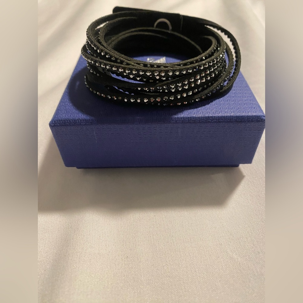 Swarovski Suede Black Crystal Wrap Bracelet